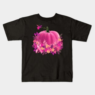 Pumpkin color pink, we wear pink all year round, breast cancer awareness Kids T-Shirt